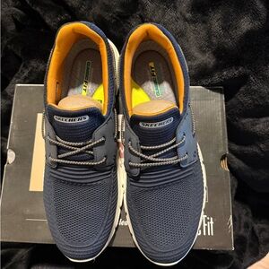 Skechers Men's Dark Blue and Yellow Sneakers